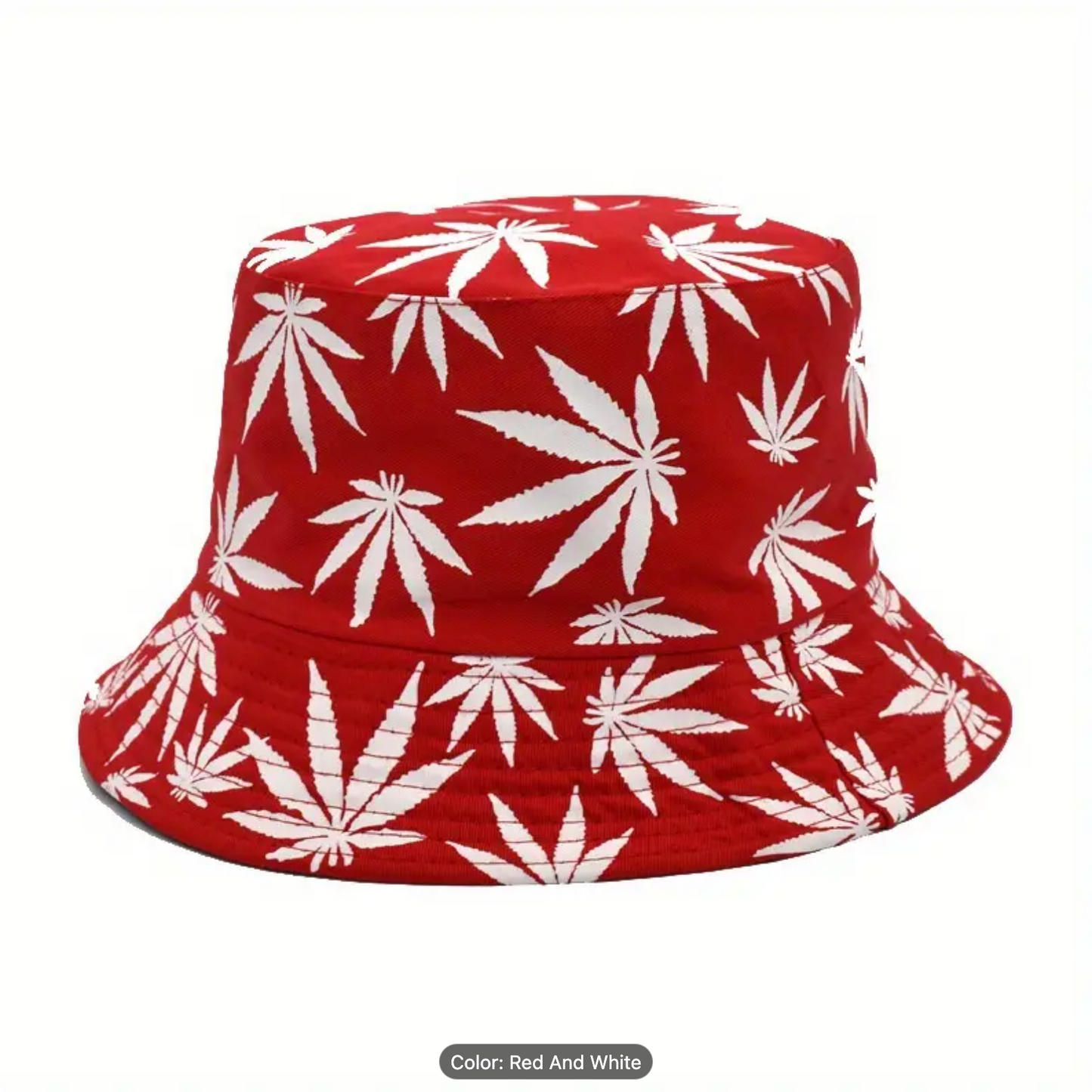 Leaf Print Reversible Bucket Hat
