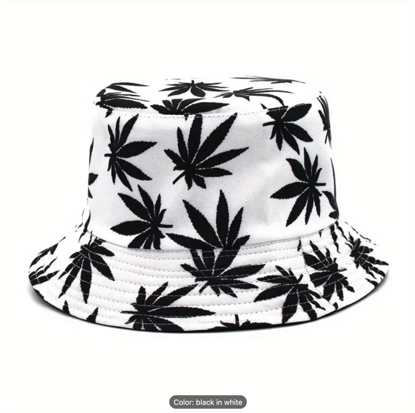 Leaf Print Reversible Bucket Hat